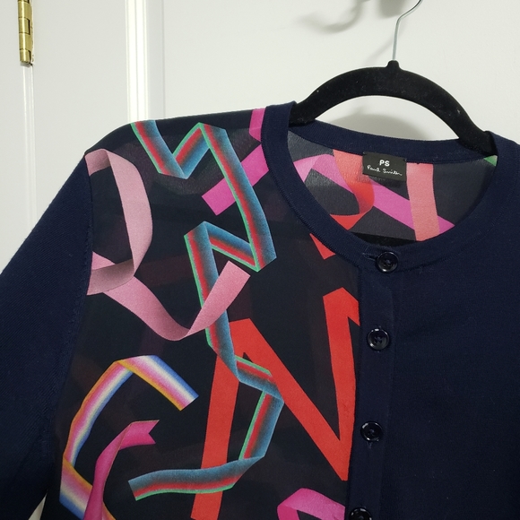 PAUL SMITH Ribbons Navy Wool Cardigan - Picture 9 of 16